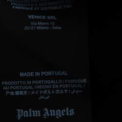 Pre Owned Palm Angels Black & White Cotton Thinking Skull Printed Round Neck T-Shirt L