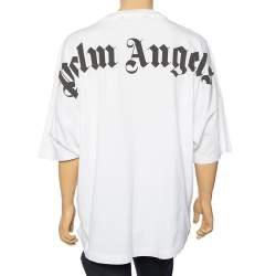 Palm Angels White Logo Printed Cotton Oversized T-Shirt M