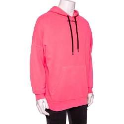 Palm Angels Pink Cotton Logo Printed Hoodie M