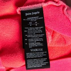 Palm Angels Pink Cotton Logo Printed Hoodie M
