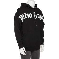 Palm Angels Black Cotton Logo Printed Hoodie M