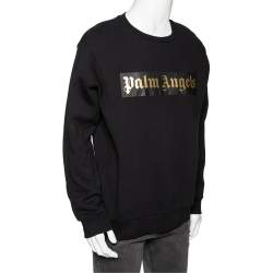 Palm Angels Black Logo Printed Cotton Crewneck Sweatshirt XL