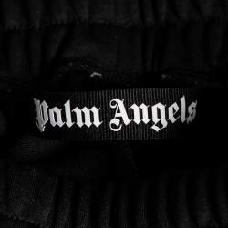 Pre Owned Palm Angels Black Jersey Contrast Trimmed Logo Printed Track Pants M 