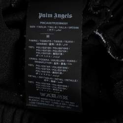 Pre Owned Palm Angels Black Jersey Contrast Trimmed Logo Printed Track Pants M 