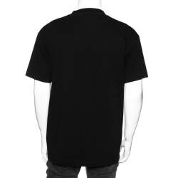 Pre Owned Palm Angels Black Cotton Logo Foil Printed Crew Neck T-Shirt L