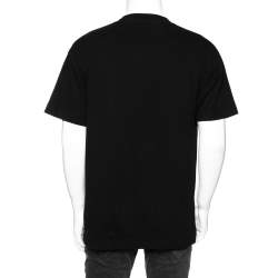 Pre Owned Palm Angels Black Cotton Sprayed Logo Printed Crew Neck T-Shirt L