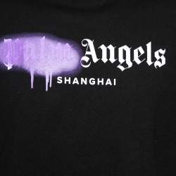 Palm Angels Black Cotton Sprayed Logo Printed Crew Neck T-Shirt L