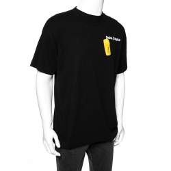 Pre Owned Palm Angels Black Cotton Logo Printed Crew Neck T-Shirt L
