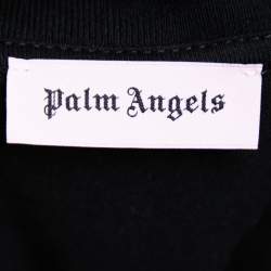 Pre Owned Palm Angels Black Cotton Logo Printed Crew Neck T-Shirt L