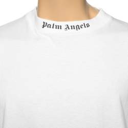 Pre Owned Palm Angels White Cotton Logo Printed Crew Neck Oversized T-Shirt M