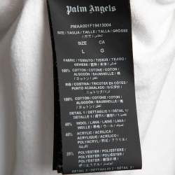 Palm Angels White Cotton Heart Embroidered Crew Neck T-Shirt L