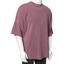 Pre Owned Palm Angels Purple Logo Printed Cotton Oversized T-Shirt L