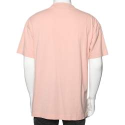 Pre Owned Palm Angels Peach Cotton Sprayed Logo Printed Crew Neck T-Shirt XL