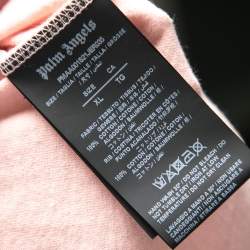 Pre Owned Palm Angels Peach Cotton Sprayed Logo Printed Crew Neck T-Shirt XL