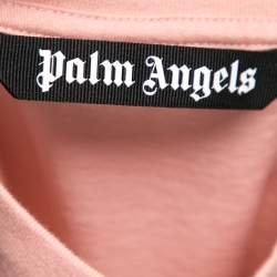 Pre Owned Palm Angels Peach Cotton Sprayed Logo Printed Crew Neck T-Shirt XL
