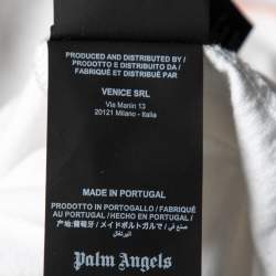 Pre Owned Palm Angels White Cotton Sprayed Logo Printed Crewneck T-Shirt L