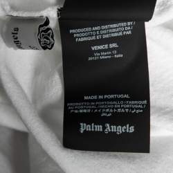 Pre Owned Palm Angels White Cotton Sprayed Logo Printed Crewneck T-Shirt L