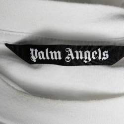 Pre Owned Palm Angels White Cotton Sprayed Logo Printed Crewneck T-Shirt L