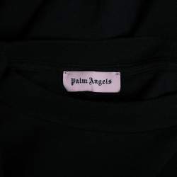Pre Owned Palm Angels Black Cotton Logo Detailed Long Sleeve Crewneck T-Shirt L