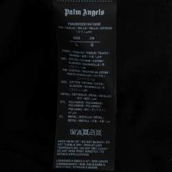 Pre Owned Palm Angels Black Cotton Logo Detailed Long Sleeve Crewneck T-Shirt L