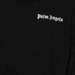 Pre Owned Palm Angels Black Cotton Logo Detailed Long Sleeve Crewneck T-Shirt L