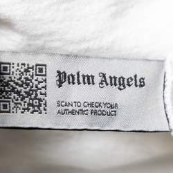 Pre Owned Palm Angels White Cotton Foil Logo Printed Crew Neck T-Shirt L