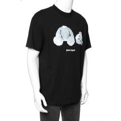 Palm Angels Black Cotton Ice Bear Printed Crewneck T-Shirt L