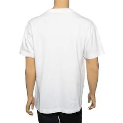 Pre Owned Palm Angels White Cotton Ice Bear Print Crew Neck T-Shirt L