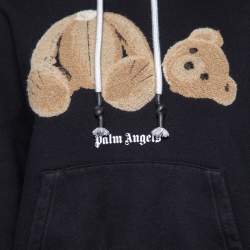 Palm Angels Black Knit Bear Applique Hoodie S