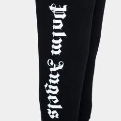 Pre Owned Palm Angels Black Cotton Knit Logo Printed Sweatpants M