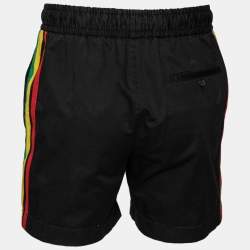 Palm Angels Black Cotton Stripe Trimmed Shorts M
