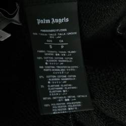 Pre Owned Palm Angels Black and White Cotton Broken Logo Monogram Pullover Hoodie S