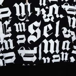Pre Owned Palm Angels Black and White Cotton Broken Logo Monogram Pullover Hoodie S