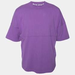 Palm Angels Purple Cotton Logo Printed Oversized T-Shirt XS