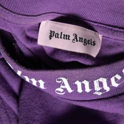 Palm Angels Purple Cotton Logo Printed Oversized T-Shirt XS