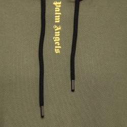 Pre Owned Palm Angels Olive Green Cotton Logo Printed Hoodie L
