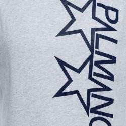 Palm Angels Grey Cotton Logo Printed Short Sleeve T-Shirt S
