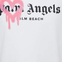 Palm Angels White Cotton Sprayed Logo T-Shirt L