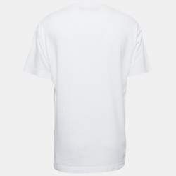 Palm Angels White Cotton Sprayed Logo T-Shirt L