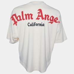 Palm Angels Cream Greetings From California Printed Cotton Knit Oversized T-Shirt S