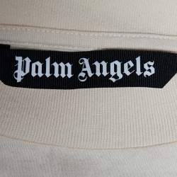Palm Angels Cream Greetings From California Printed Cotton Knit Oversized T-Shirt S