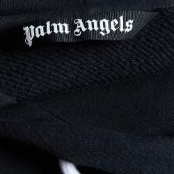 Palm Angels Black Crocodile Applique Cotton Knit Oversized Hoodie S