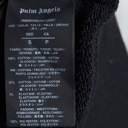 Palm Angels Black Crocodile Applique Cotton Knit Oversized Hoodie S
