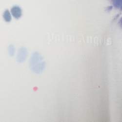Pre Owned Palm Angels White Tie Dye Printed Cotton Knit Oversized T-Shirt S