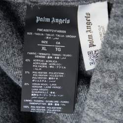 Pre Owned Palm Angels Grey Wool Knit Stripe Detail Pants XL