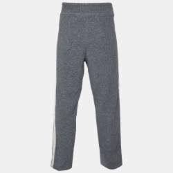 Pre Owned Palm Angels Grey Wool Knit Stripe Detail Pants XL