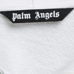 Pre Owned Palm Angels White Logo Printed Cotton Hoodie M