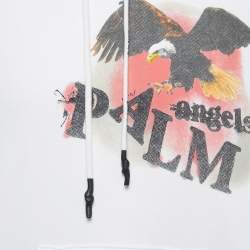 Pre Owned Palm Angels White Logo Printed Cotton Hoodie M