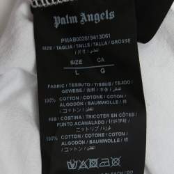 Palm Angels White Printed Cotton Crew Neck Full Sleeve T-shirt L