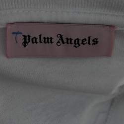 Palm Angels White Printed Cotton Crew Neck Full Sleeve T-shirt L